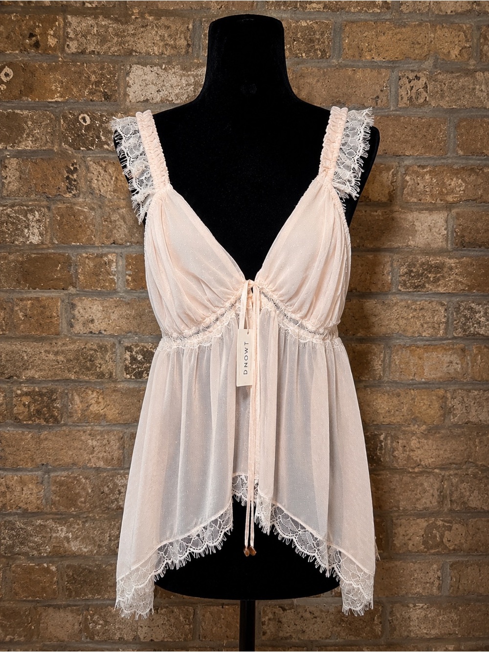 Delicate Pale Blush Lace-Trim Camisole by DNOYT